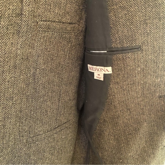 Merona 2 Piece Men’s Brown Tweed Sport Coat Blazer Slim & Matching Vest | Medium - Picture 5 of 11